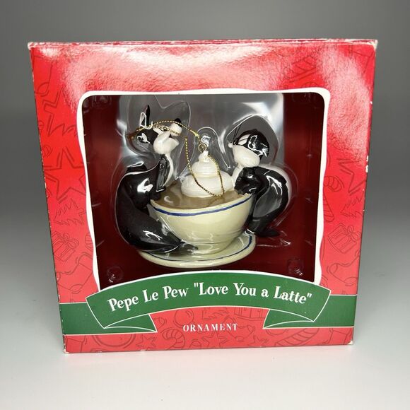Looney Tunes Warner Bro Christmas Tree Ornament/Pepe Le Pew/Love You a Latte/Box - Picture 1 of 13